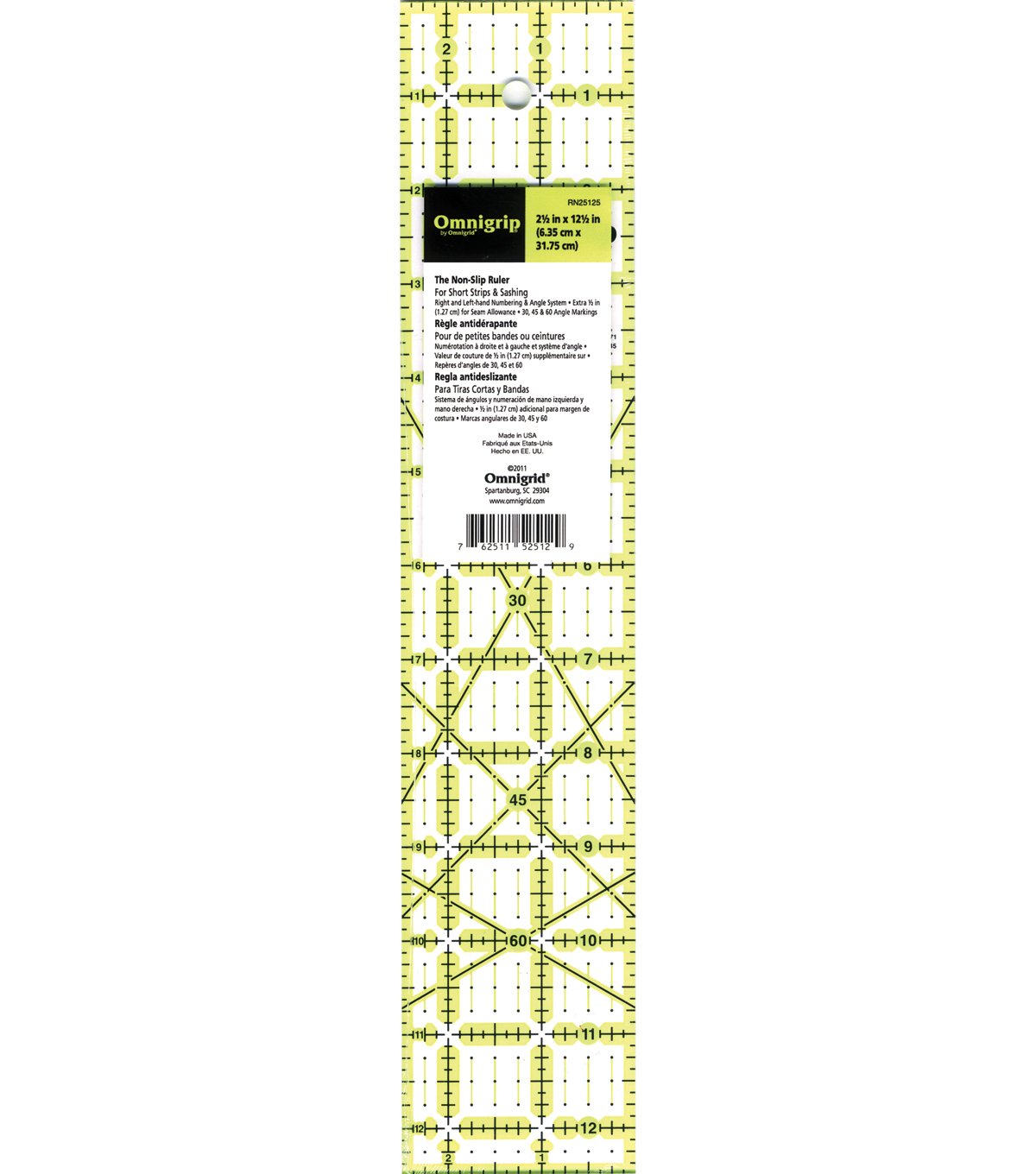 Omnigrip Ruler - 2.5"x12.5"