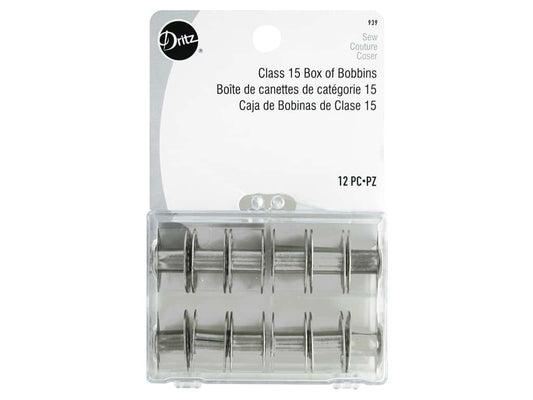 Dritz - Class 15 Box of Bobbins - Metal - 12 Pack - 939